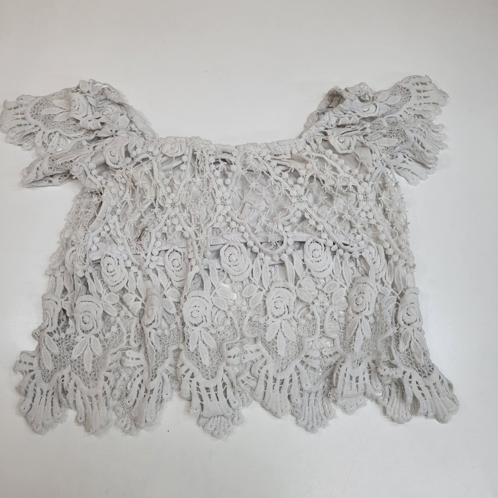 Derek Heart White‎ Floral Lace Crochet Off Shoulder Top Size Small Boho - Picture 2 of 7